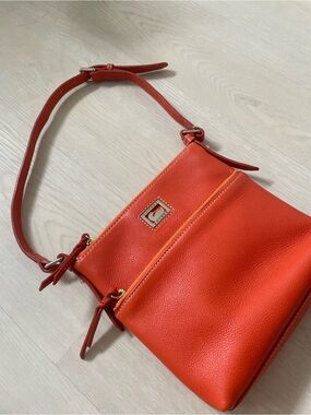 Dooney & Bourke Orange Pebbled Leather Shoulder Bag